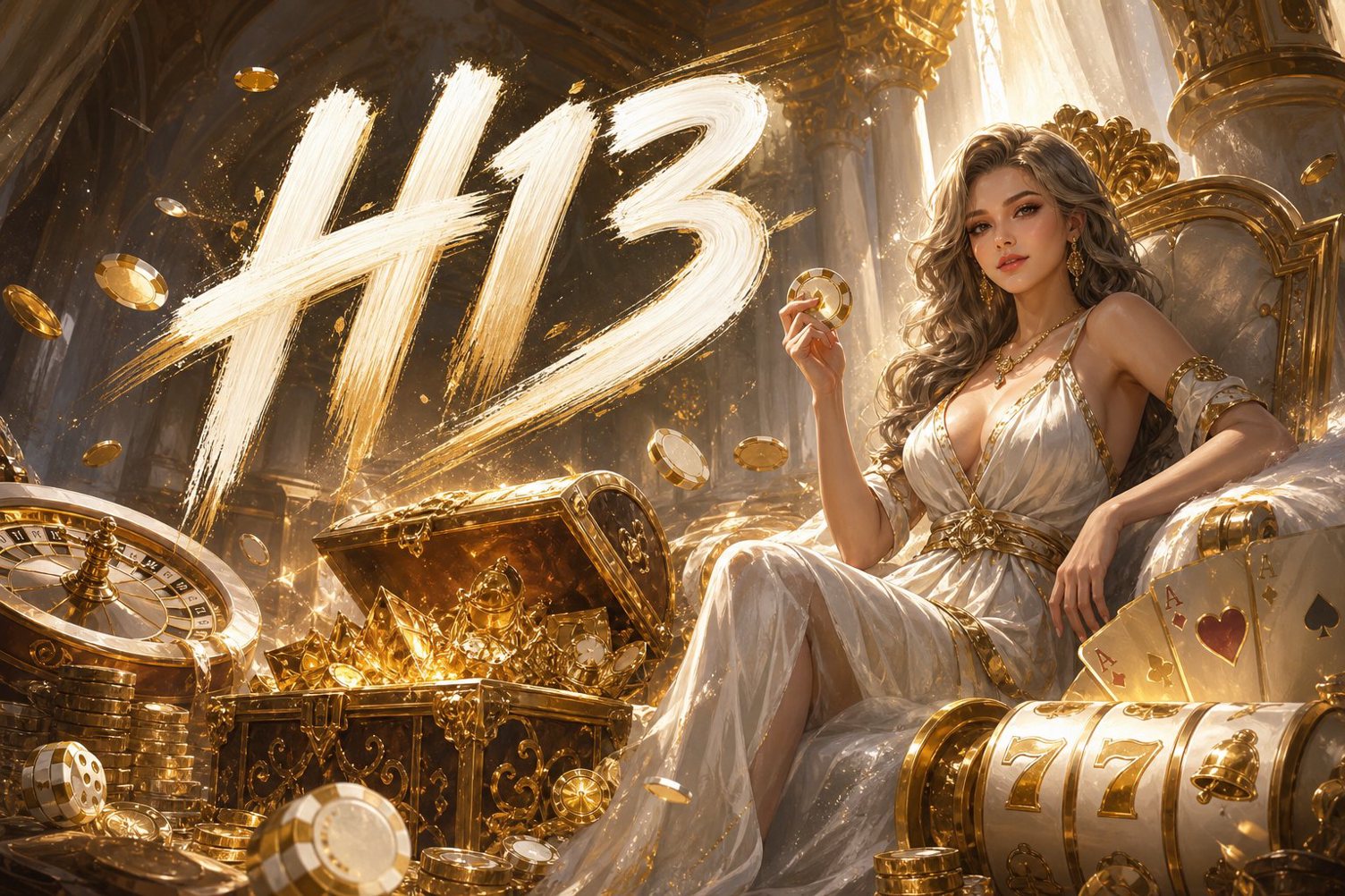 Tampilan layar utama Fortune Dragon di H13 dengan tombol putar besar